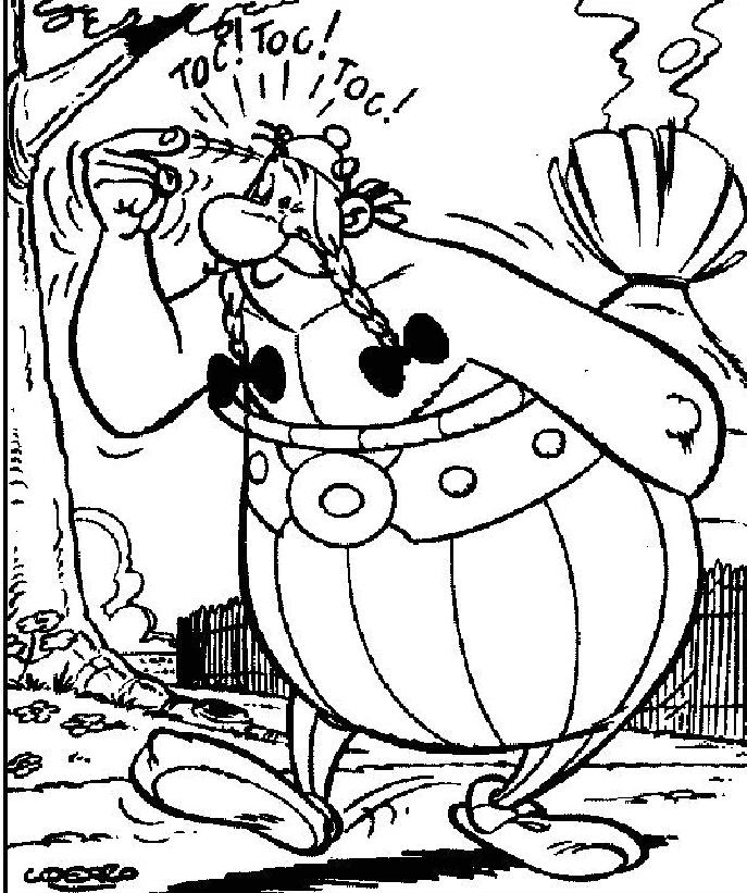 coloriage obelix fait toc toc